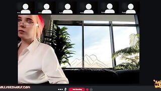 A girl with glasses was fucked by her boyfriend in a Zoom meeting