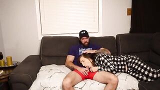 Stepmom took a risky creampie on the couch, right on the sofa