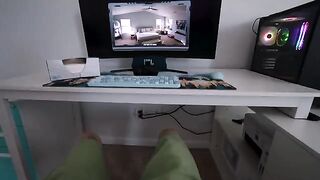 Guy used a drone to spy on his stepbrother jerking off in POV style