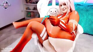 Zero Two’s squirting orgasm in Darling in the Franxx cosplay, showcased at 60FPS purity