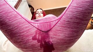 Redhead girl Lina Moore plays with her ass and squirts intensely
