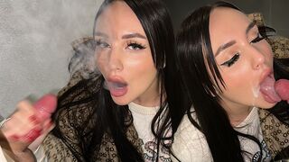 Babe fucked by her boyfriend and made a risky blowjob in public
