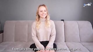 Blonde with big ass marries a dick after her first porn casting
