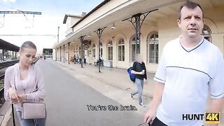 Hunter caught a girl at the train station and fucked her for cash