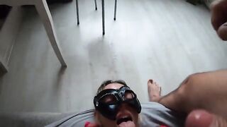 Hot girl rimes and fucks in her tight ass, two guys cum