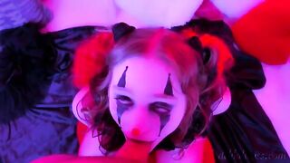 The kinky clown made a blowjob and got a facial from a slutty girl
