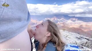 A couple fucked on the cliff while hiking, capturing it all on camera