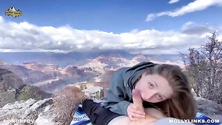 A couple fucked on the cliff while hiking, capturing it all on camera