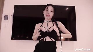 An Asian girl in a black dress was able to make me cum