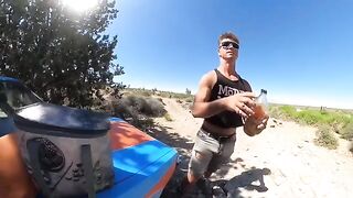 Babe fucked on the bonnet of Volkswagen Rabbit at hot springs