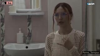 A schoolgirl was fucked by two cocks in an intense threesome scene