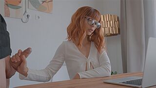 A sexy girl fucks with a guy on a zoom call