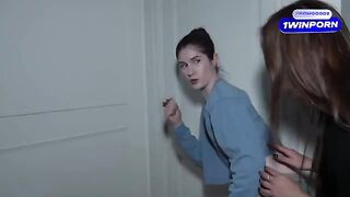 The curious stepsisters are spying on their step-parents and getting very excited
