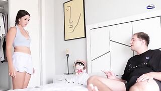 Guy came home and his stepsister asked him not to masturbate in front of her