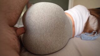 Pervert stepbrother jerks off as his stepsister does yoga, then fucks her hard through her tight leggings