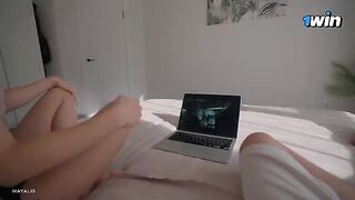 My step sister replaced watching TV series with sex while my parents were away