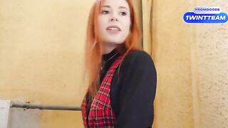 A busty girl got fucked in the corridor and then at the YouTuber’s house