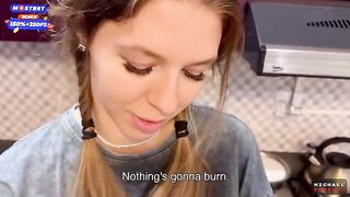 The flatmate girl doesn't mind occasional sex in the kitchen
