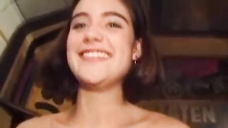 A young amateur with a huge bush gets fucked by a hard long dick
