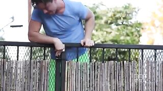 A neighbor fucks busty brunette with natural tits