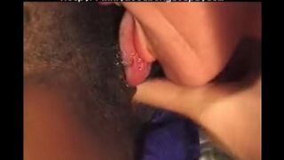 Young black chick fucked by a white old guy on the bed