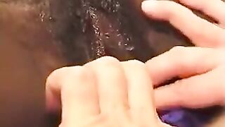 Young black chick fucked by a white old guy on the bed