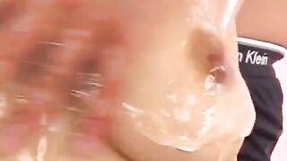 Oiled Japanese tits are a great source of inspiration for masturbation