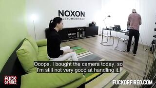 Brunette woman fucked on the table by a casting agent in a steamy scene