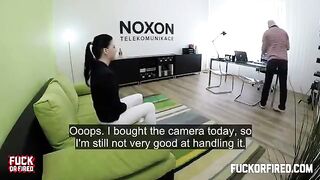 Brunette woman fucked on the table by a casting agent in a steamy scene