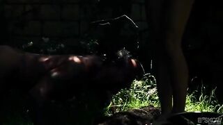 Appetizing blonde beauty gets fucked in the garden