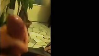 Finger her pussy on the couch while removing orange underwear on the mobile