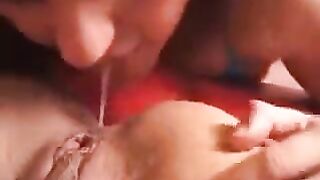 Two charming girls in ass licking action