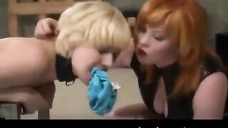 Lesbian beauties fuck each other with pleasure using domination