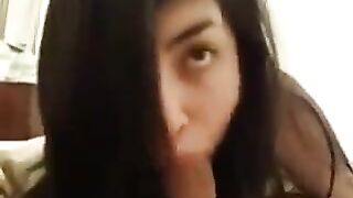 A lesson in giving a blowjob to a guy from a cute girl