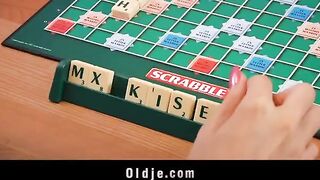 A sexy blond girl seduced a shy peasant in the kitchen