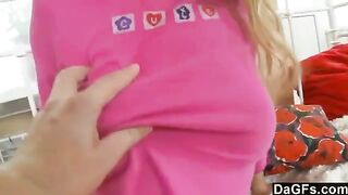 Sweet young Russian girl plays with her panties before bed