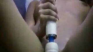 You stroke yourself, then the second part continues the started action
