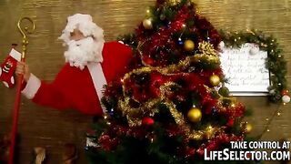 A hot Russian girl was fucked by five guys in Santa suits