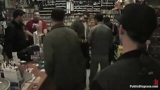 The sexy girl was roughly fucked by a pervert in the fitting room of the store