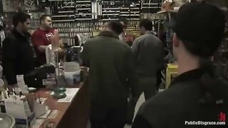 The sexy girl was roughly fucked by a pervert in the fitting room of the store