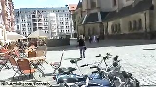 I showed my juicy pussy to all the passers-by