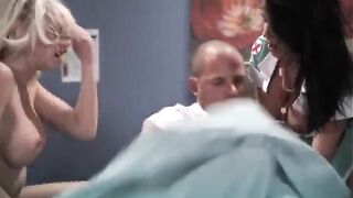 Two sexy nurses fucked hard and gave a blowjob to the guy