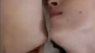 A friend is cleaning up sperm from the vagina and anus with a tongue