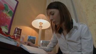 Alena taught English to a Russian boy with her ass