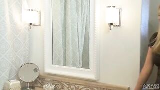 The husband is fucking his wife in the bathroom, she’s moaning with pleasure