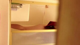 A girl took a shower, not suspecting a hidden camera