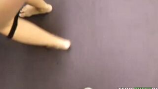 The cute blonde girl knows how to do a gentle blowjob
