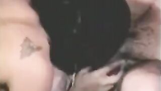 The guy was fucked by a strapon, while another caressed his dick with her hand