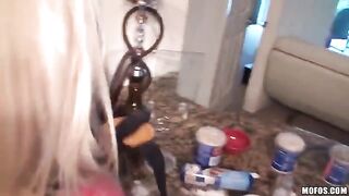 A little home entertainment of a young couple, captured in a steamy POV style