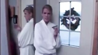 The husband tied his wife and fucked a heifer with her